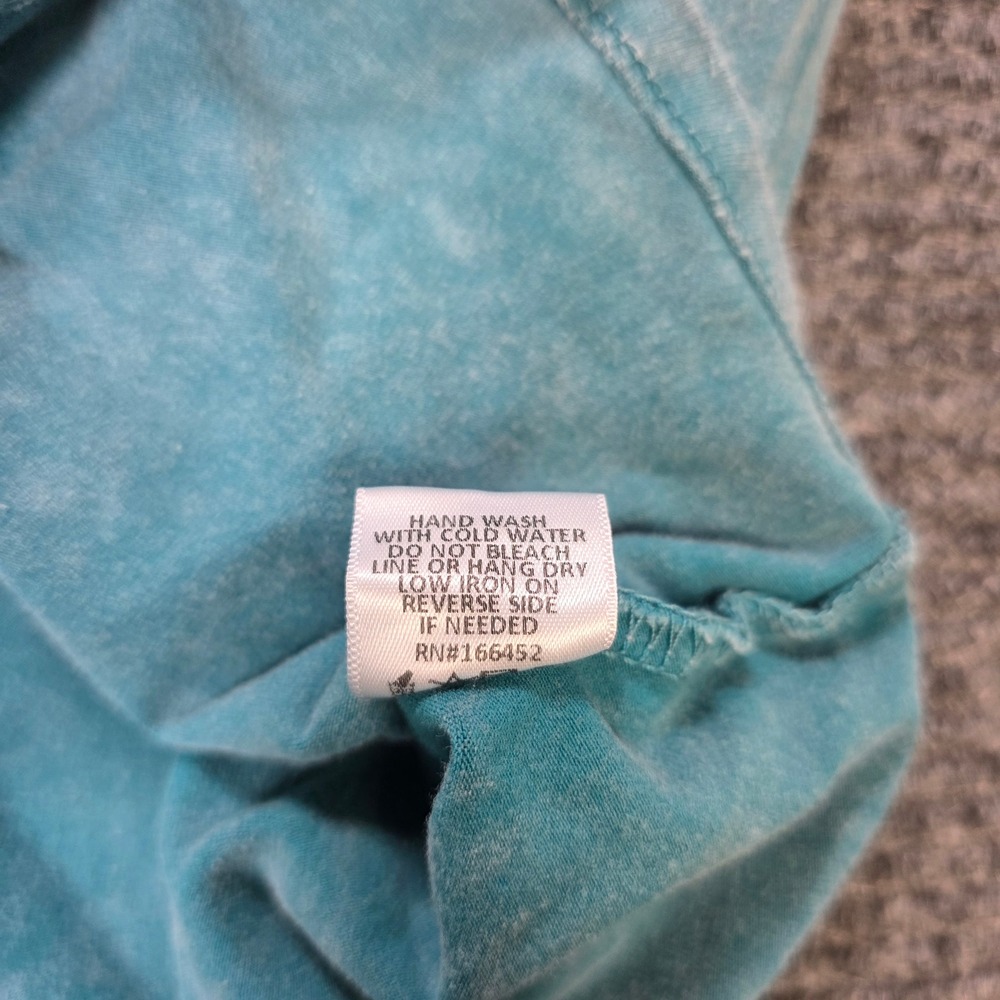J. HER Mineral Wash Top Women's Size M Teal Blue V-Neck Long Sleeve Cotton NWT - Picture 5 of 8